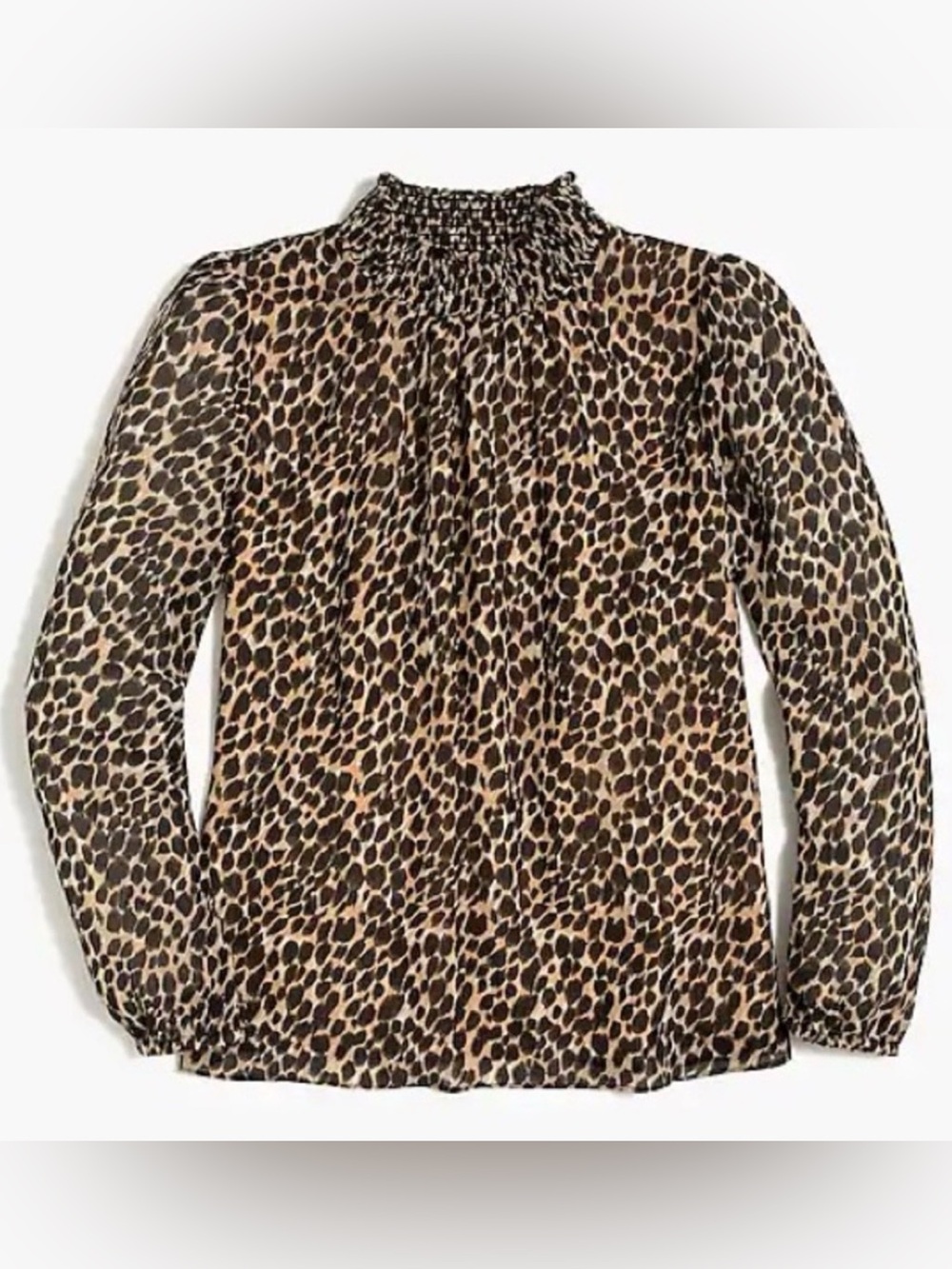 J. Crew Leopard Long-Sleeve Mockneck Top, Size XXS, NWT